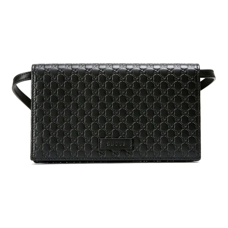 GUCCI Wallet Crossbody MircoGUCCIssima Black-0