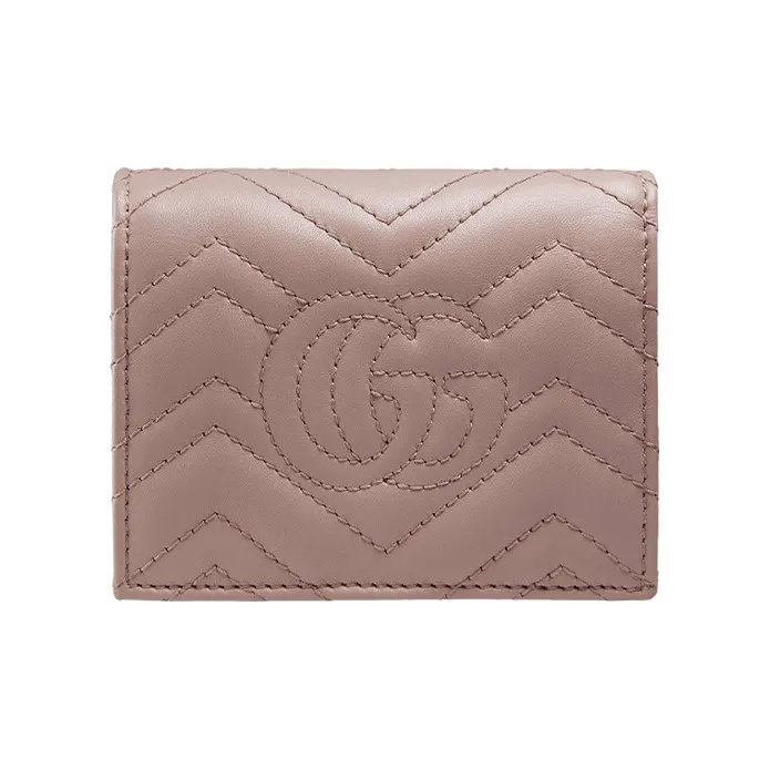 GUCCI GG Marmont Leather Wallets Card Holders Women's Nude Pink-1