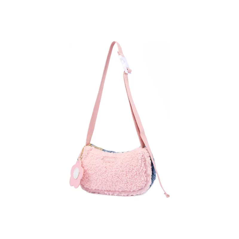 Miffy Lambswool Multicolor Shoulder Bag, Baguette Bag, Shoulder Bag, Crossbody Bag Women's Ecru/Pink-0