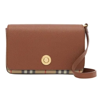 Burberry Vintage Cotton Crossbody Bag Clutch Women's Tan