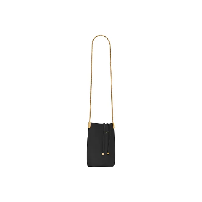 SAINT LAURENT Suzanne Patent Leather Leather Hobo Bag Handbag Shoulder Bag Women's Black-3