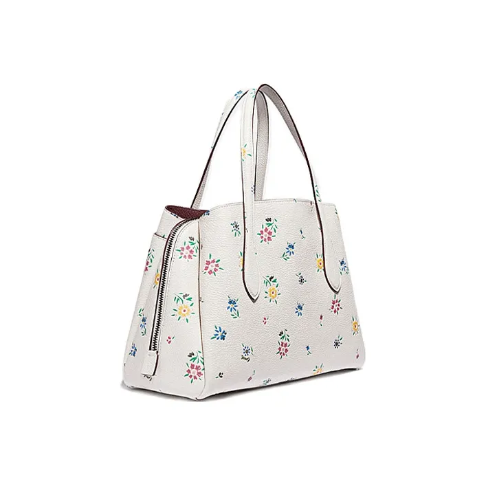 COACH Lora Leather Handbag, Shoulder Bag, Crossbody Bag, Clutch Tubas Women's Chalk White-1