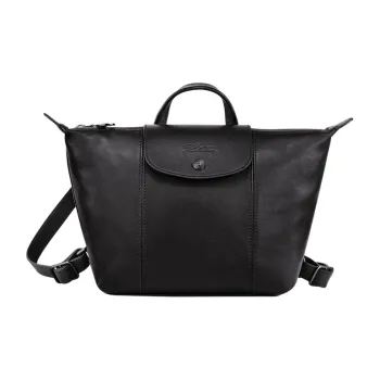 LONGCHAMP Le Pliage Cuir Cow Leather Shoulder Bag Crossbody Bag Handbag Regular Women's Black