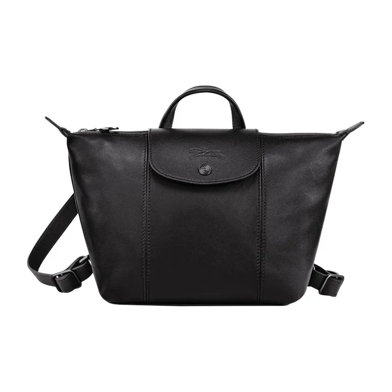LONGCHAMP Le Pliage Cuir Cow Leather Shoulder Bag Crossbody Bag Handbag Regular Women's Black-0