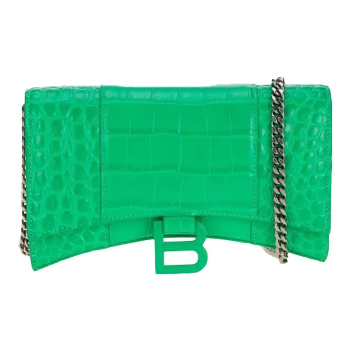 Balenciaga Leather Shoulder Bag Women's Green-0