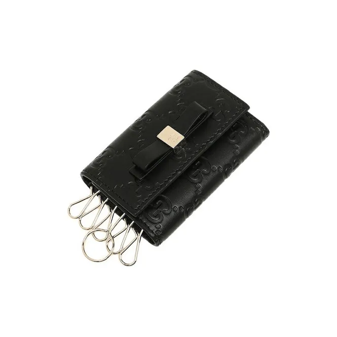 GUCCI Leather Clutch Card Holder Key Pouch Women's Black-1