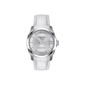 TISSOT Kutu Collection Mechanical Movement Women's Watch 32mm White Dial Stainless Steel Case Leather Strap