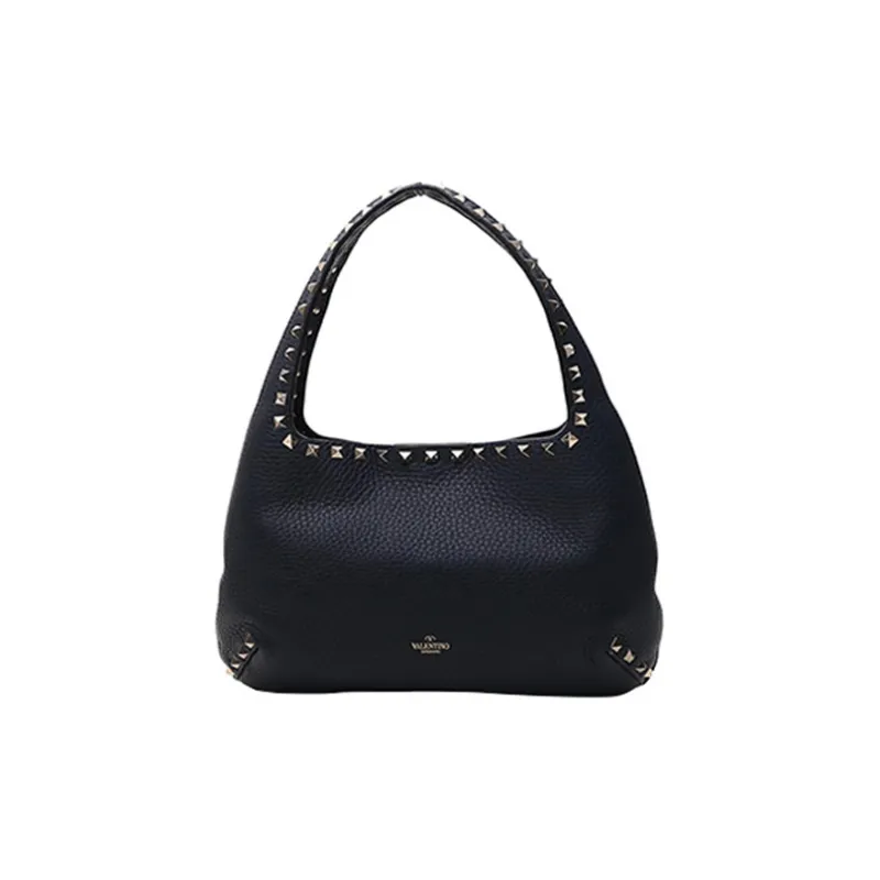 Valentino Cow Leather One Shoulder Handbags Women's Black-2