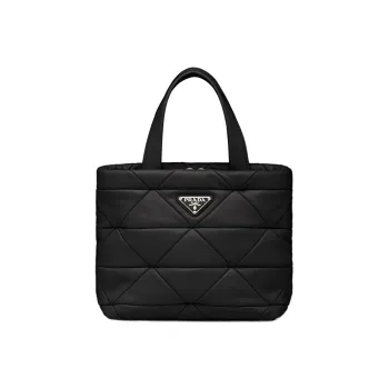 PRADA Soft Sheepskin Patchwork Tote Bag Shopping Bag Handbag Shoulder Bag Women's Black