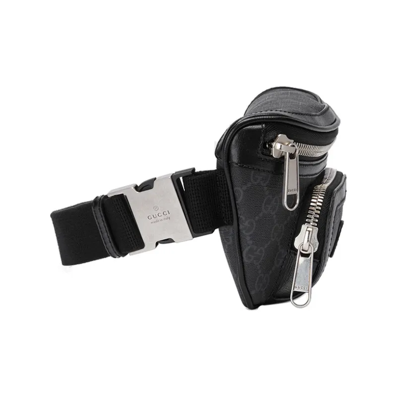 GUCCI Canvas With Leather Shoulder Bag, Crossbody Bag, Sling Bag, Fanny Pack Regular Men's Black Gray-2