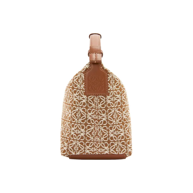 LOEWE Small Cubi Bag In Anagram Jacquard And Calfskin Tan/Pecan-4