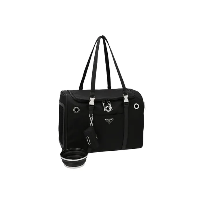 PRADA Nylon Fabric Handbag Women's Black-3