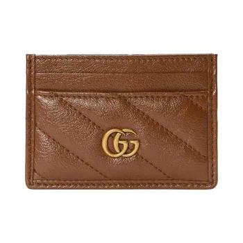 GUCCI Marmont Quilted Leather Card Holder Card Holder Women's Brown