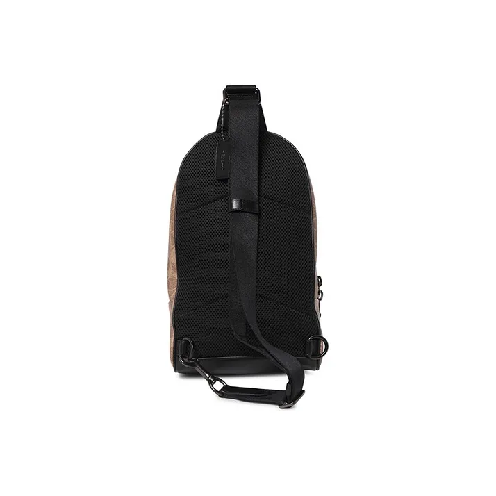 COACH Academy Coated Canvas With Leather Sling Bag Shoulder Bag Crossbody Bag Medium Size Men's Khaki-3