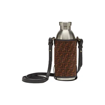 FENDI 24Bottles® Collaboration Leather Keep Warm Water Bottle Bag Crossbody Bag Merch Unisex Brown