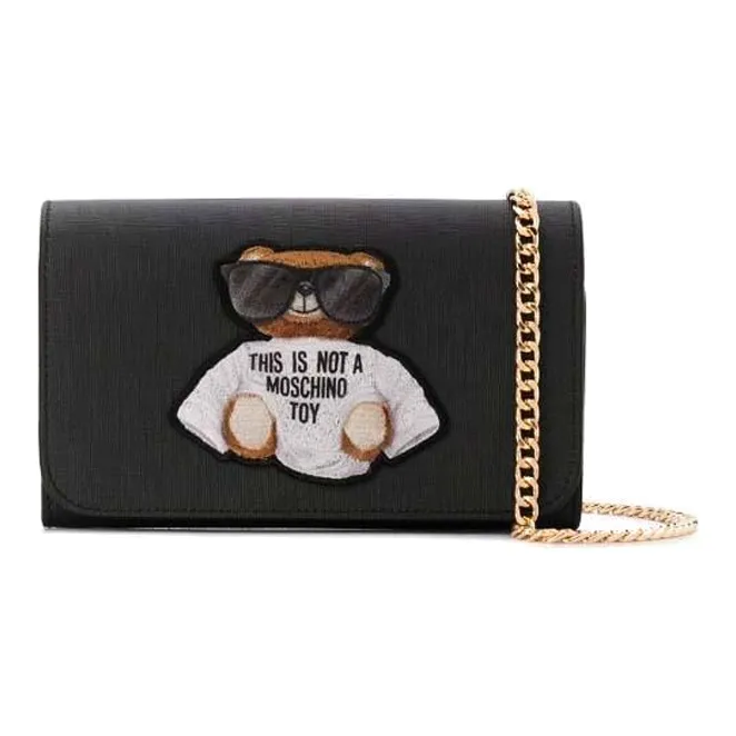 MOSCHINO Leather Shoulder Bag Crossbody Bag Mini Women's Black-0