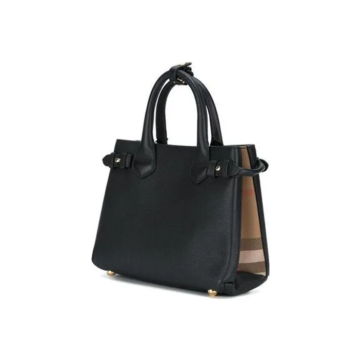 Burberry House Check Banner Small Tote Bag Black-1