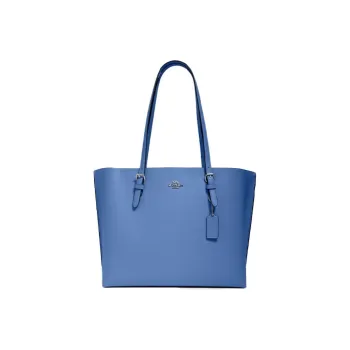 COACH Leather Tote Bag Shopping Bag Handbag Shoulder Bag Large Size Women's Blue