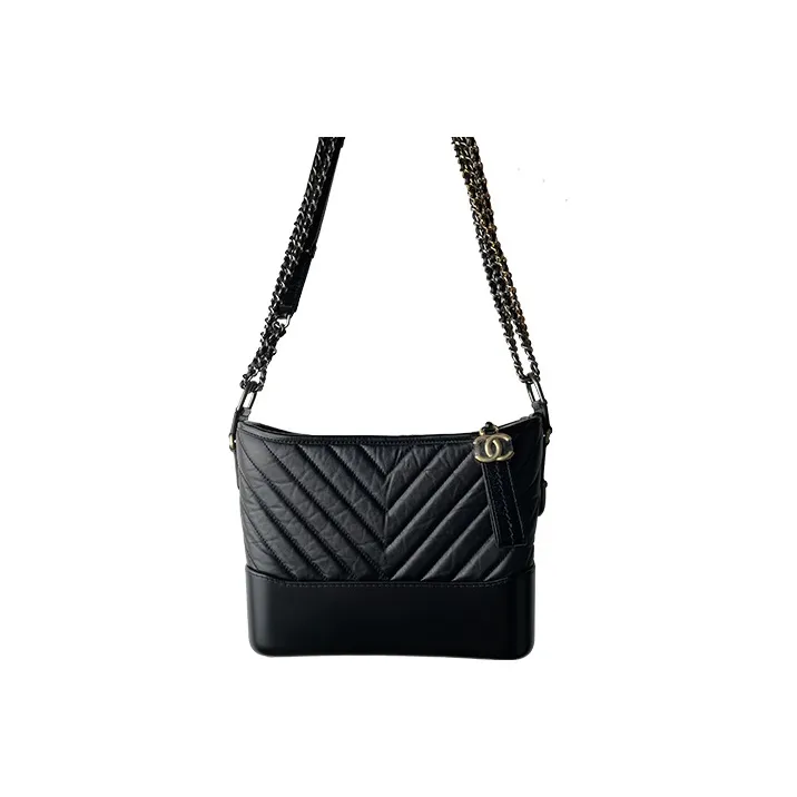 CHANEL Gabrielle Smooth Calf Leather Hobo Bag, Crossbody Bag, Shoulder Bag Women's Black-1