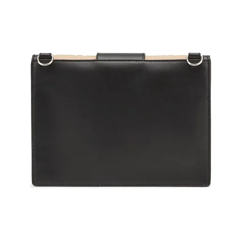 FENDI Baguette Canvas With Leather Baguette Bag, Shoulder Bag, Crossbody Bag Medium Size Men's Black/Beige-2