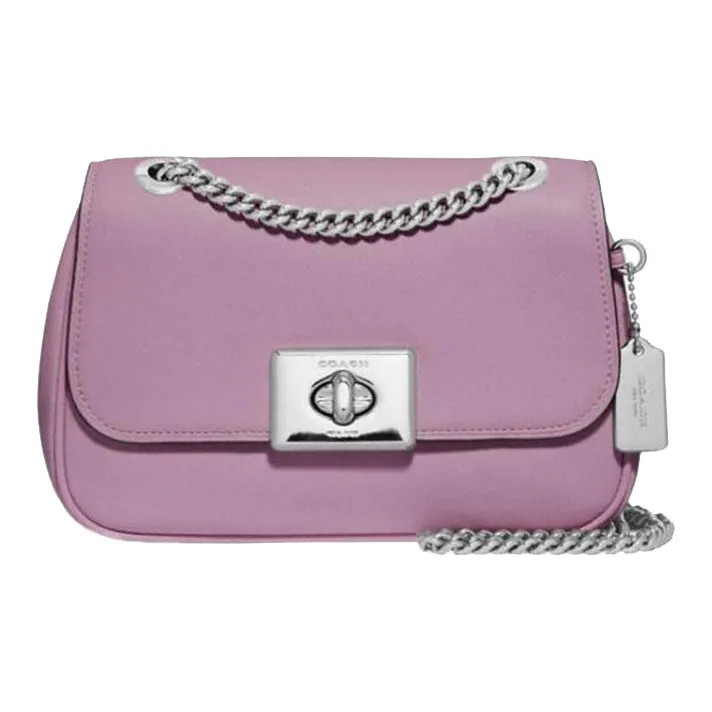 COACH Cassidy Smooth Leather Chain Bag Shoulder Bag Crossbody Bag Small Size Women's Purple-0