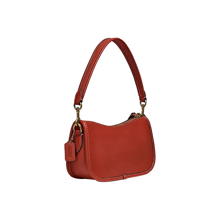 COACH Swinger Leather Shoulder Bag, Pochette, Portable Crossbody Bag, Shoulder Bag Trumpets Women's Sand Red-1