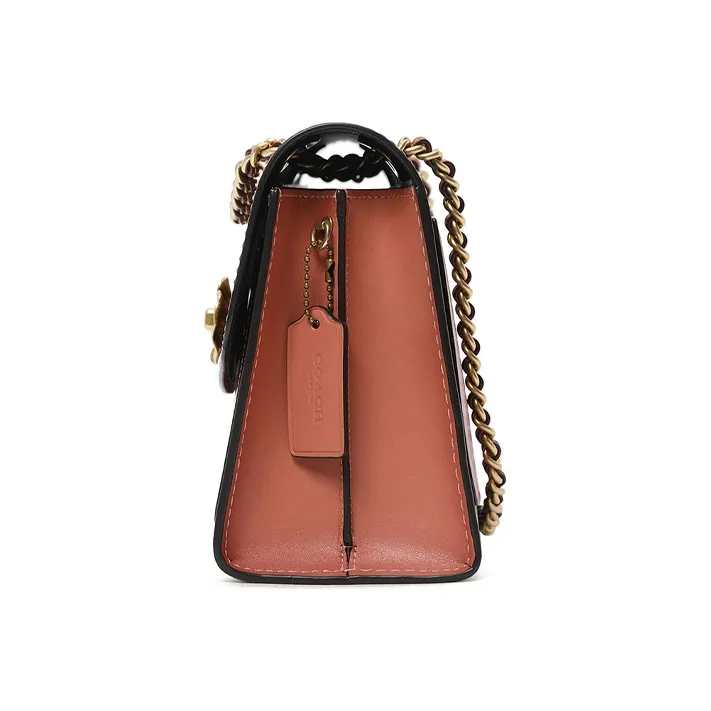 COACH Parker Canvas With Leather Small Square Bag Shoulder Bag Crossbody Bag Small Size Women's Light Peach-2