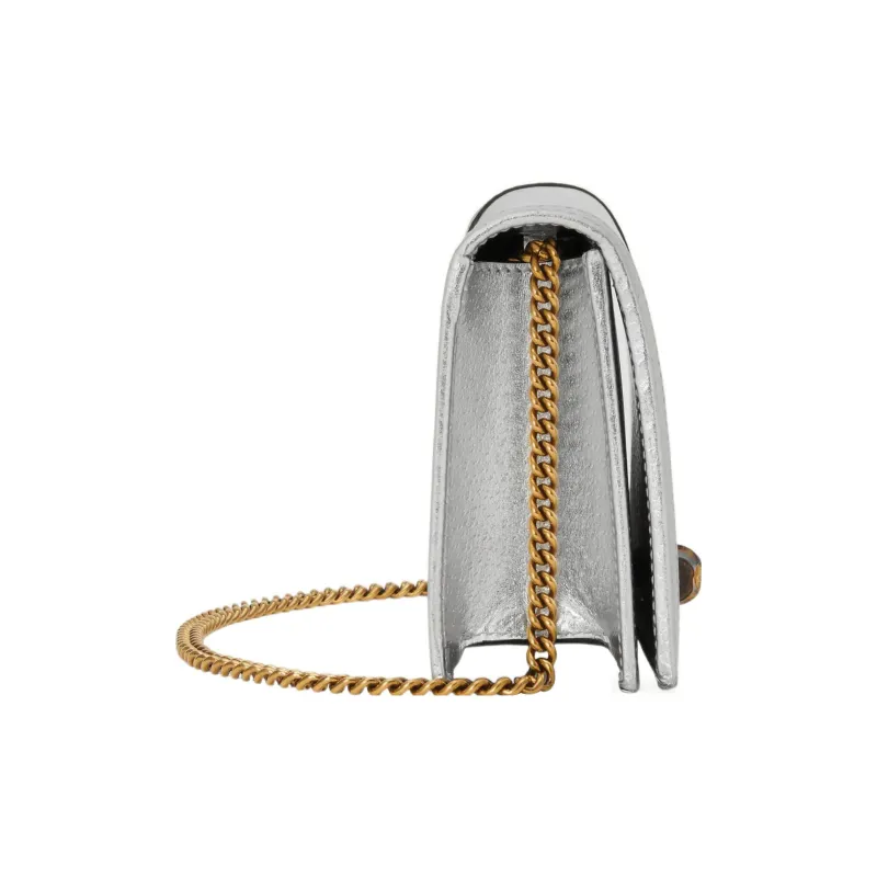 GUCCI Diana Leather Shoulder Bag Crossbody Bag Mini Women's Silver-3
