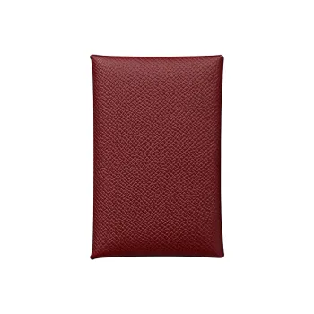 HERMES Epsom Calfskin Card Holder Women's 55 RougeH Hermes Red