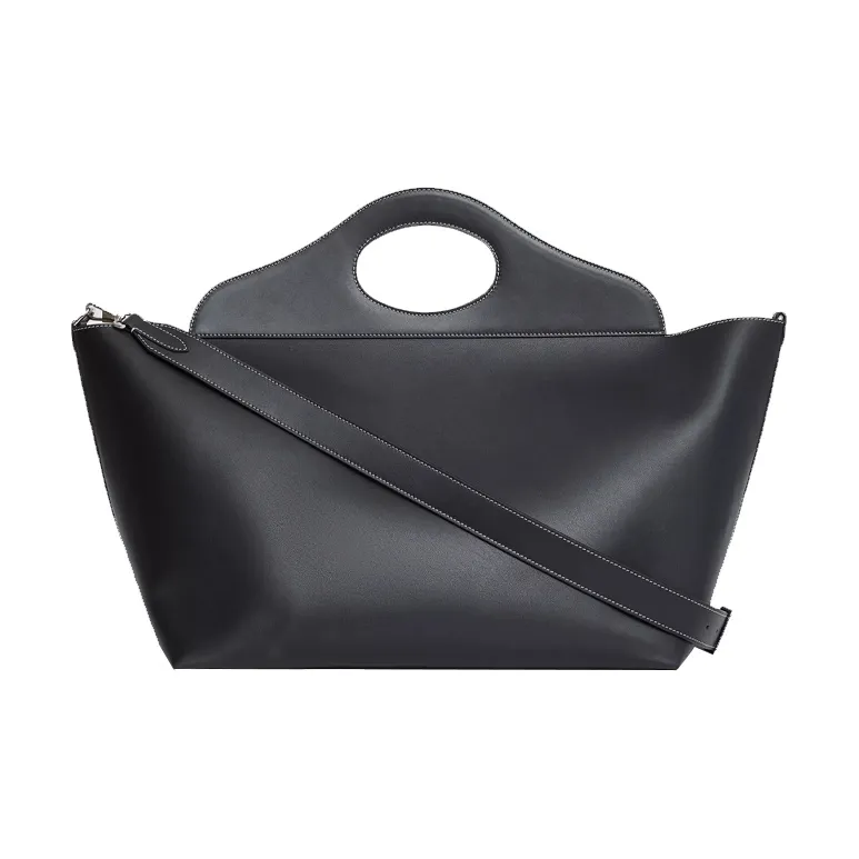Burberry Pocket Bag Leather Tote Bag Shopping Bag Handbag Women's Black-3