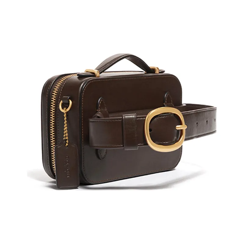 COACH Alie Canvas Leather Box Bag Camera Bag Handbag Shoulder Bag Crossbody Bag Fanny Pack Mini Women's Brown Monogram-1