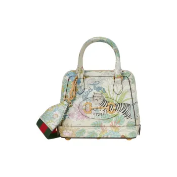 GUCCI Leather Dome Bag Shoulder Bag Crossbody Bag Handbag Mini Women's White/Multicolor