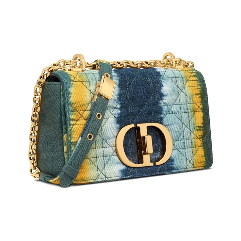 DIOR Caro Multicolor Denim Fabric Shoulder Bag Crossbody Bag Small Size Women's Multicolor-3