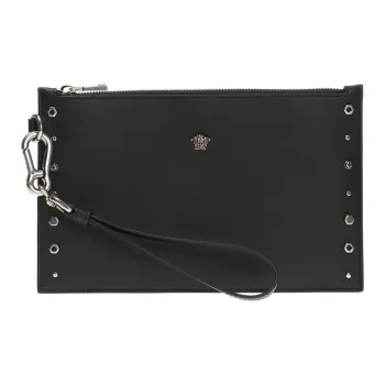 VERSACE Leather Clutch Women's Black