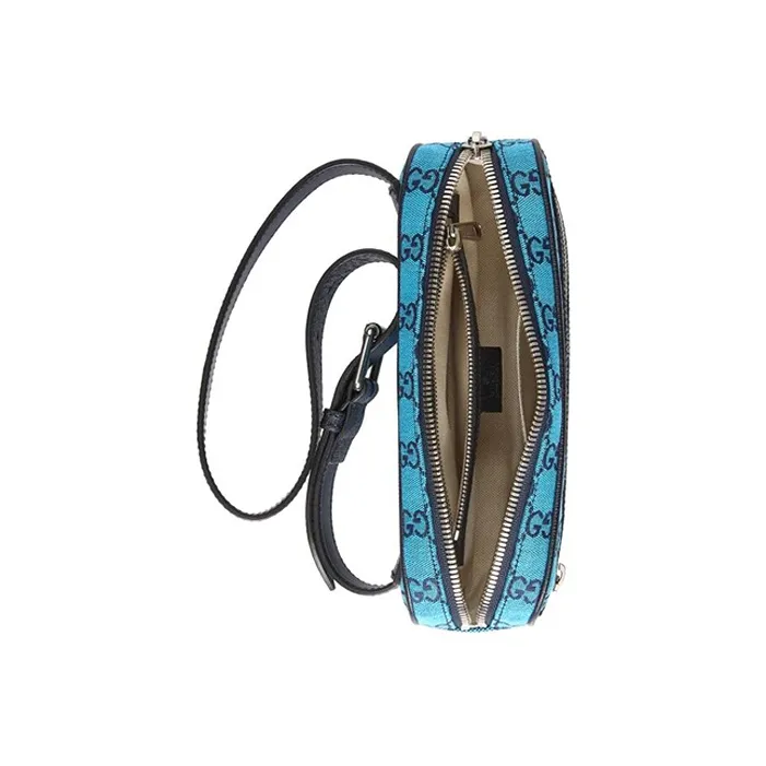 GUCCI GG Multicolor Canvas With Leather Canvas Bag Sling Bag Fanny Pack Unisex Blue/Dark Blue-5