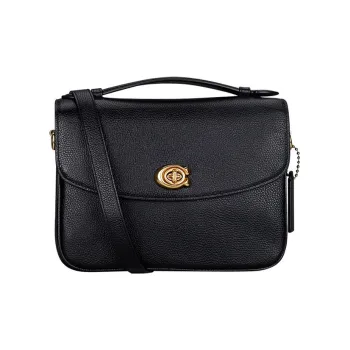COACH Cassie Leather Messenger Bag Handbag Shoulder Bag Crossbody Bag Medium Size Women's Black