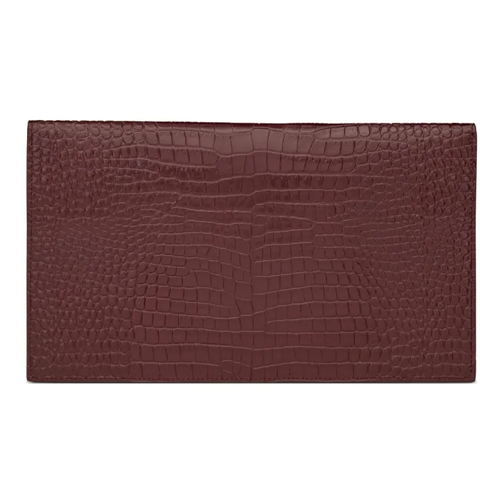 SAINT LAURENT UPTOWN Cow Leather Clutch Small Size Women's Deep Red-1