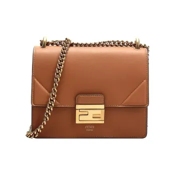 FENDI Kan U Leather Shoulder Bag Crossbody Bag Small Size Women's Brown