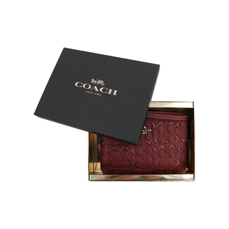 COACH Leather Wrist Bag Coin Purse Mahjong Clutch Regular Men's Burgundy-0