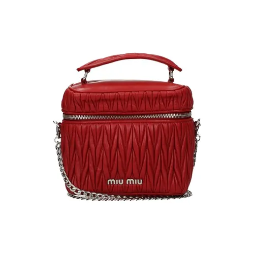 MIU MIU Leather Handbag Women's Red