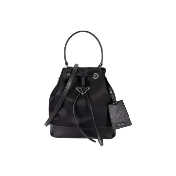PRADA Nylon Bucket Bags One Shoulder Handbags Small Size Women's Black