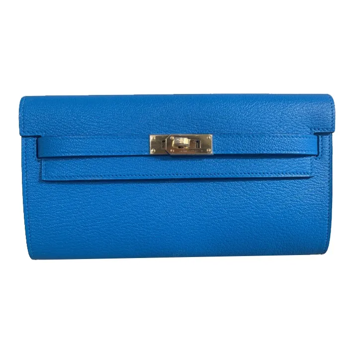HERMES Kelly To Go Mysore Goat Skin Shoulder Bag Crossbody Bag Small Size Women's OF Bleu Frida Florida Blue-0