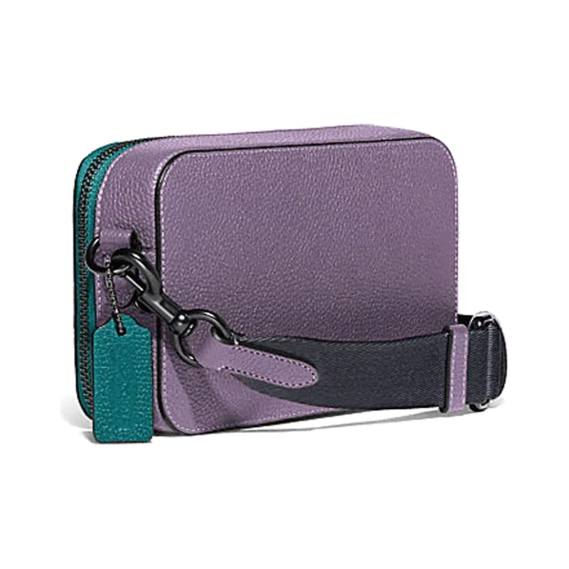 COACH Charter Leather Camera Bag Shoulder Bag Crossbody Bag Small Size Men's Purple-1