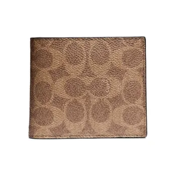 COACH 3 IN 1 Wallet Canvas With Leather Wallet Men's Brown