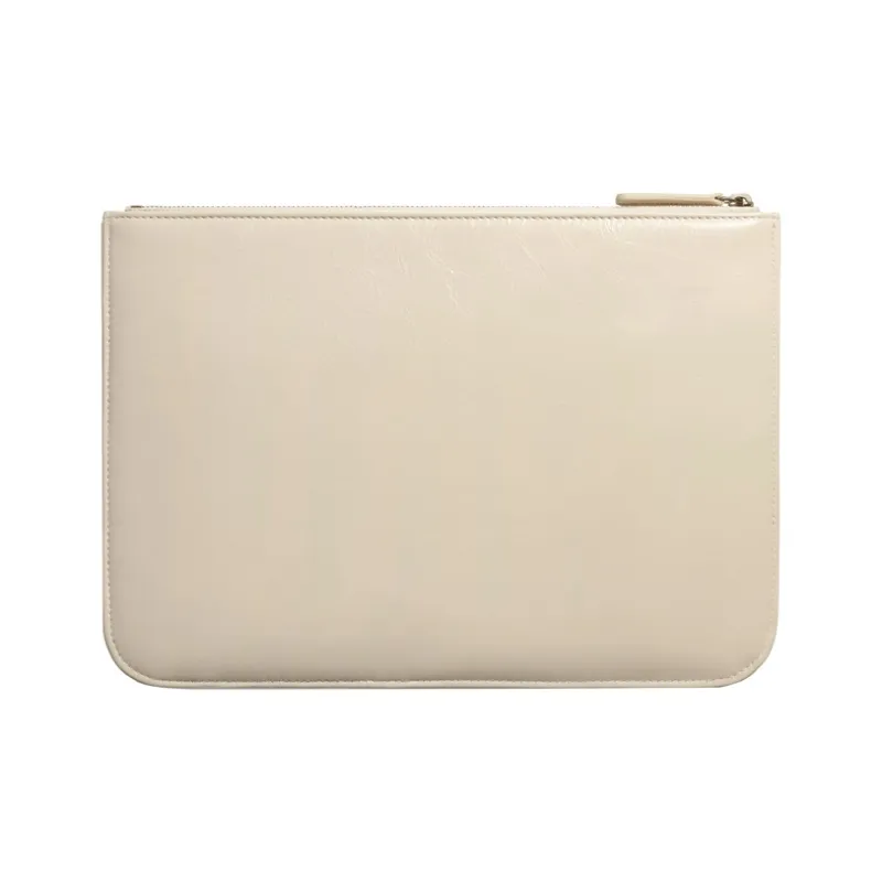 CHANEL Calfskin Pouch Clutch Women's Ivory-2
