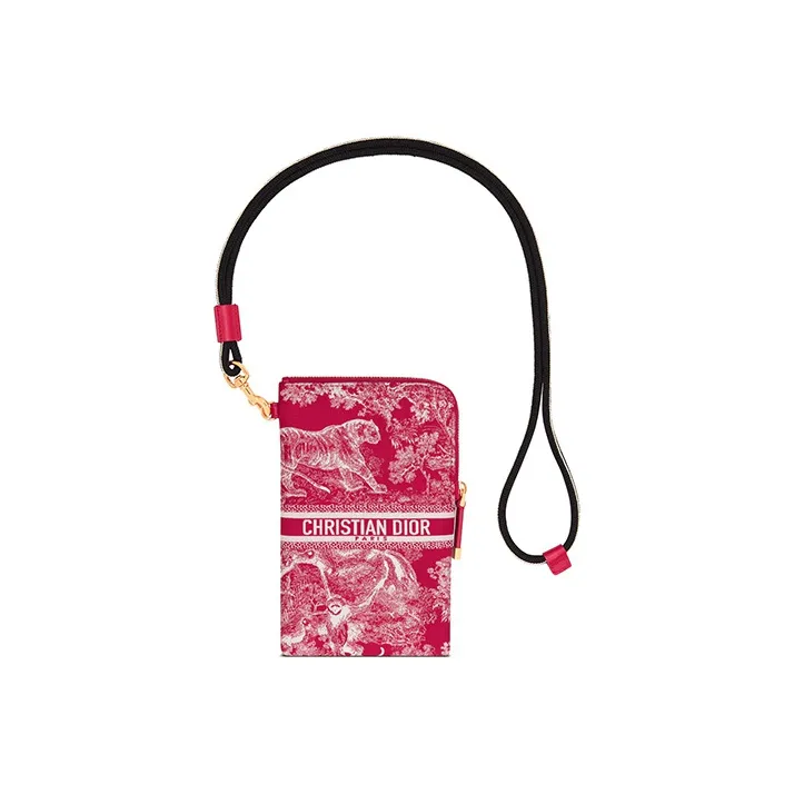 DIOR DiorTravel Canvas Cell Phone Pouch Women's Peach Pink-1