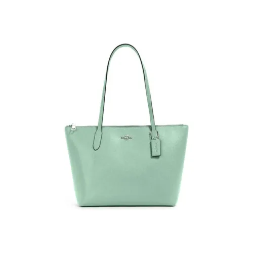 COACH Zip Top Mulberry tote Plein Mulberry tote Bag One Shoulder Handbag Medium Size Women's Washable Green