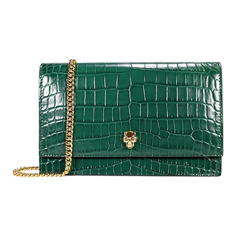 Alexander McQueen Cow Leather Shoulder Bag Crossbody Bag Women's Green-0