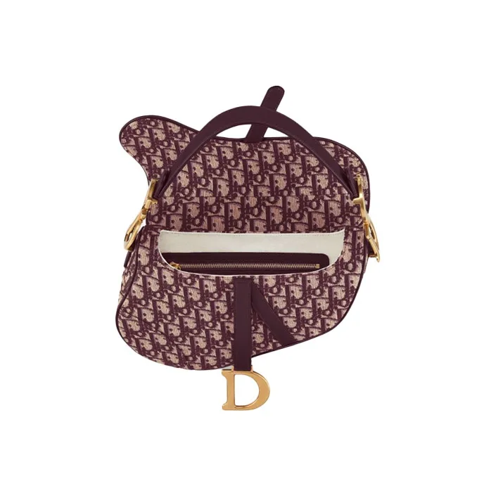 DIOR Saddle Canvas Saddle Bag Handbag Shoulder Bag Women's Red-2