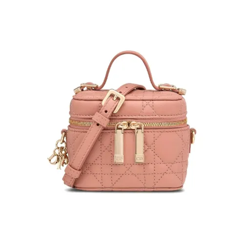 DIOR Lambskin Box Bag Shoulder Bag Crossbody Bag Handbag Makeup Bag Micro Women's Peachy Pink Color